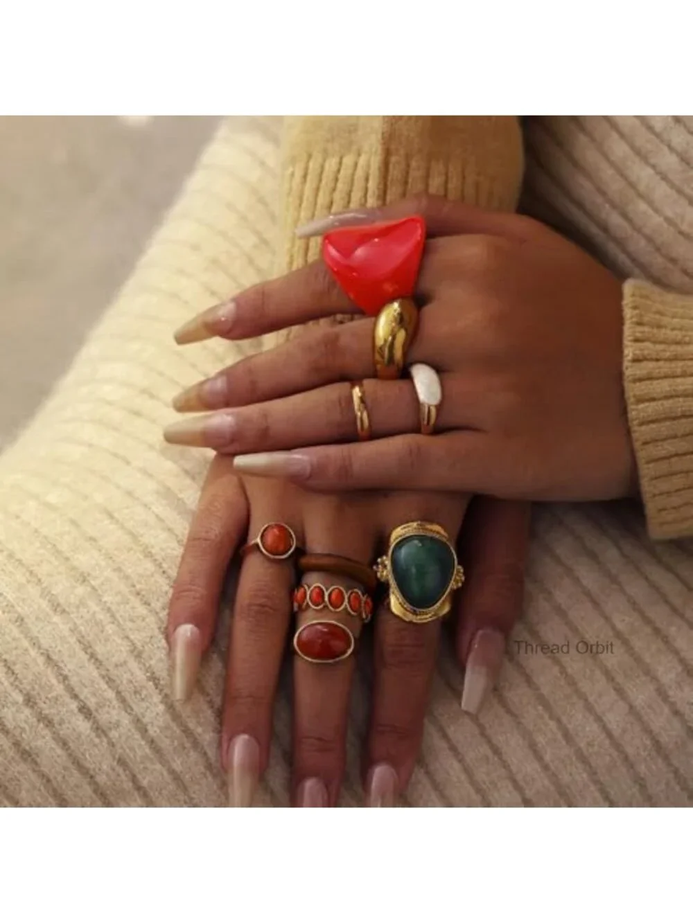 14 Pcs Stacking Ring Set Non Tarnish Adjustable Boho Fashion Jewelry
